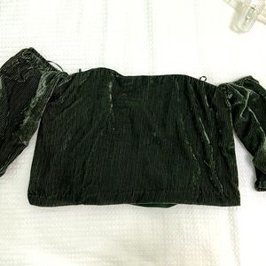 Guess Green Velvet off the shoulder top